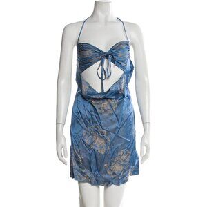 Kim Shui Blue Floral Silk Mini Dress – Ethereal Garden Print | Size Medium